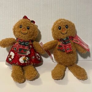 Set Of Two 8” Gingerbread Boy & Girl Plush New